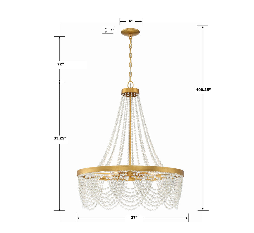 Crystorama Crystorama Fiona 4 Light Antique Gold Chandelier with White Beads