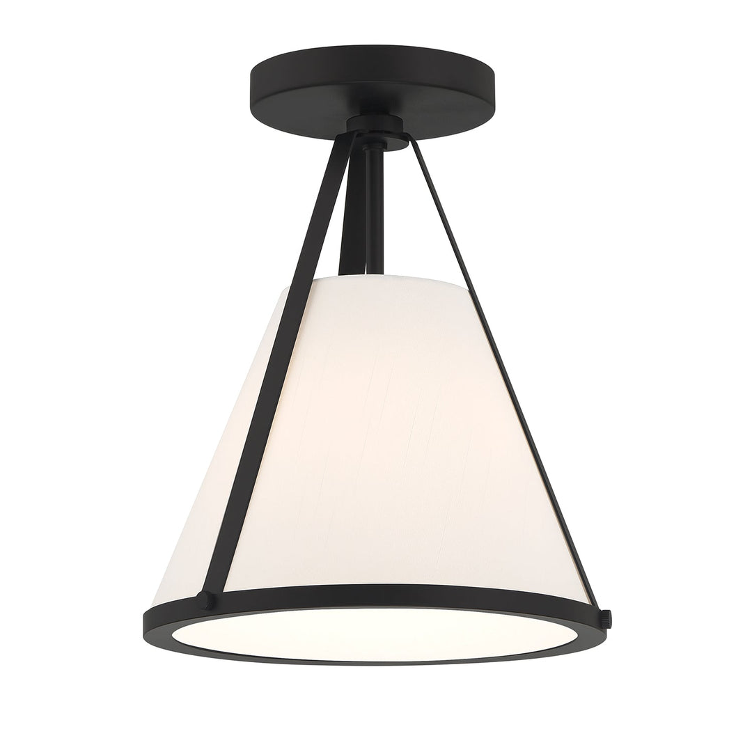 Fulton 1 Light Black Semi Flush Mount Crystorama