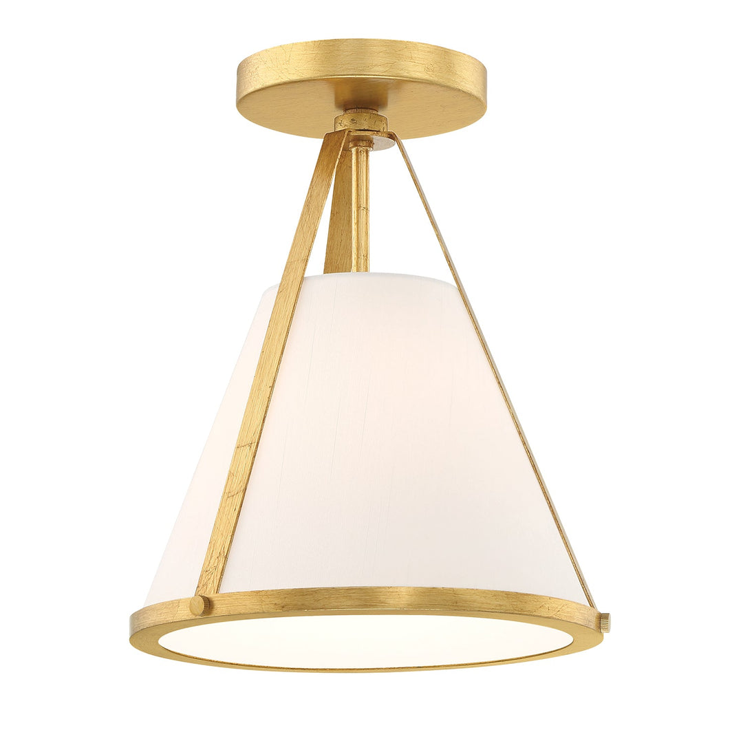 Fulton 1 Light Antique Gold Semi Flush Mount Crystorama