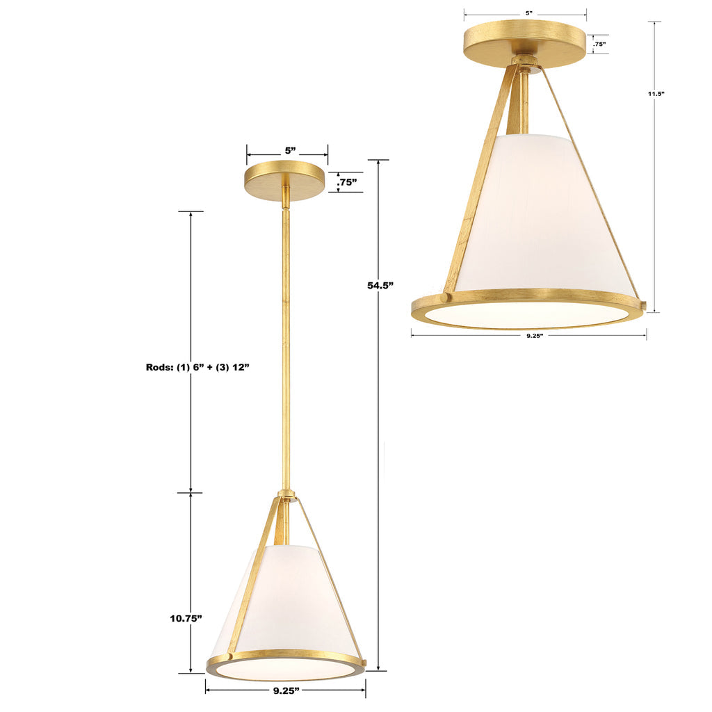Crystorama Crystorama Fulton 1 Light Antique Gold Pendant