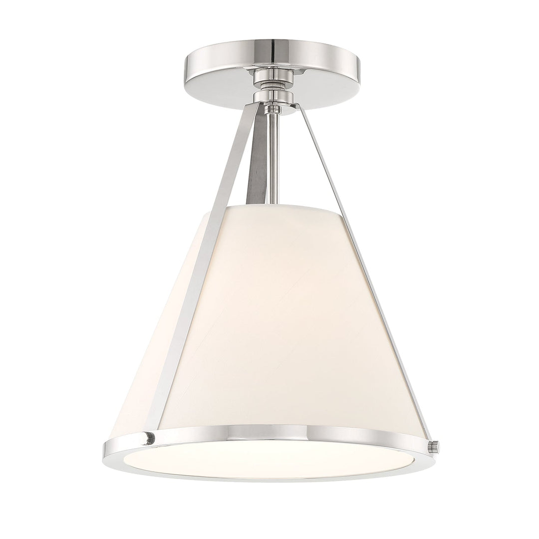 Fulton 1 Light Polished Nickel Semi Flush Mount Crystorama