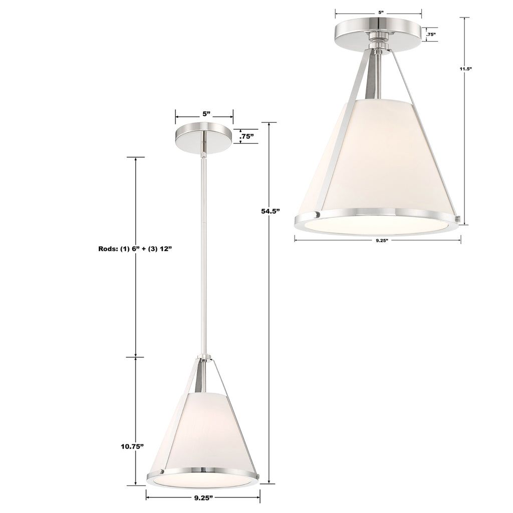 Crystorama Crystorama Fulton 1 Light Polished Nickel Pendant