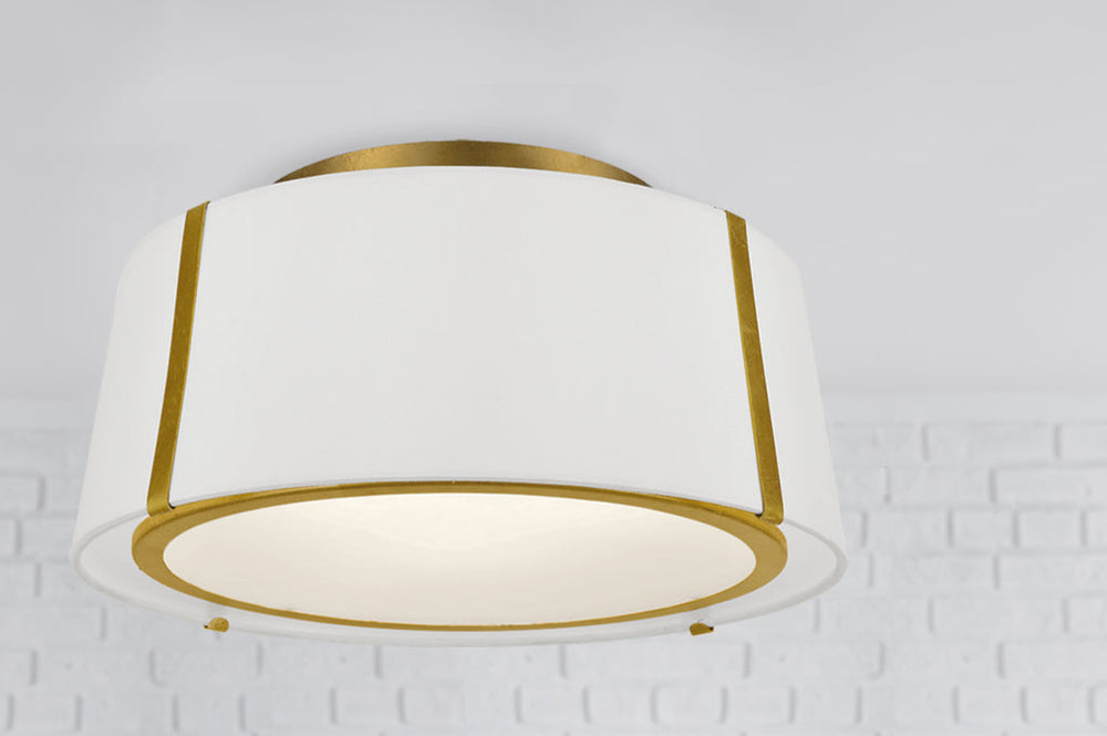 Fulton 3 Light Antique Gold Semi Flush Mount Crystorama