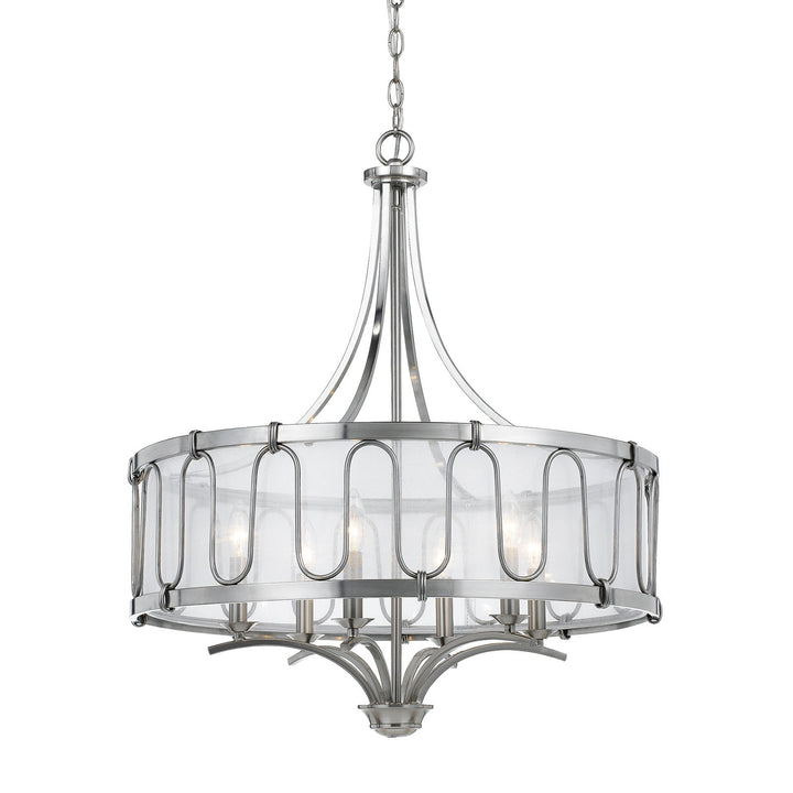 60W X 6 VINCENZAMETAL  CHANDELIER WITH TRASPARENT FABRIC SHADE Cal Lighting