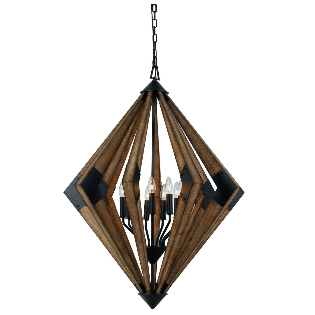 60W X 9 AREZZO WOOD CHANDELIER Cal Lighting