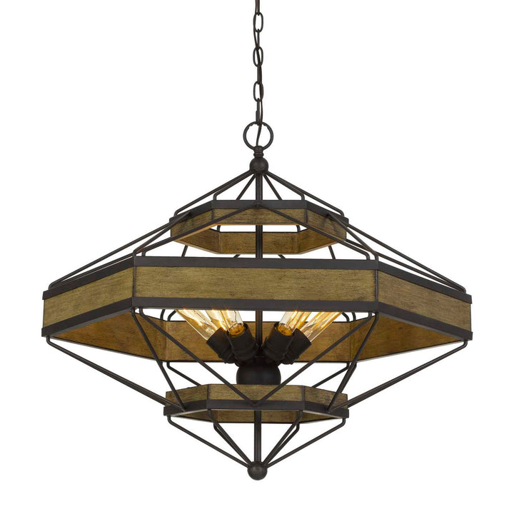 ALICANTE 60W X 6 PINE WOOD/METAL CHANDELIER  (EDISON BULBS NOT INCLUDED) Cal Lighting
