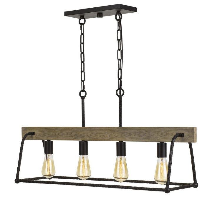 LOCKPORT HANG FORGED METAL/WOOD ISLAND CHANDELIER (EDISON BULBS NOT INCLUDED) Cal Lighting