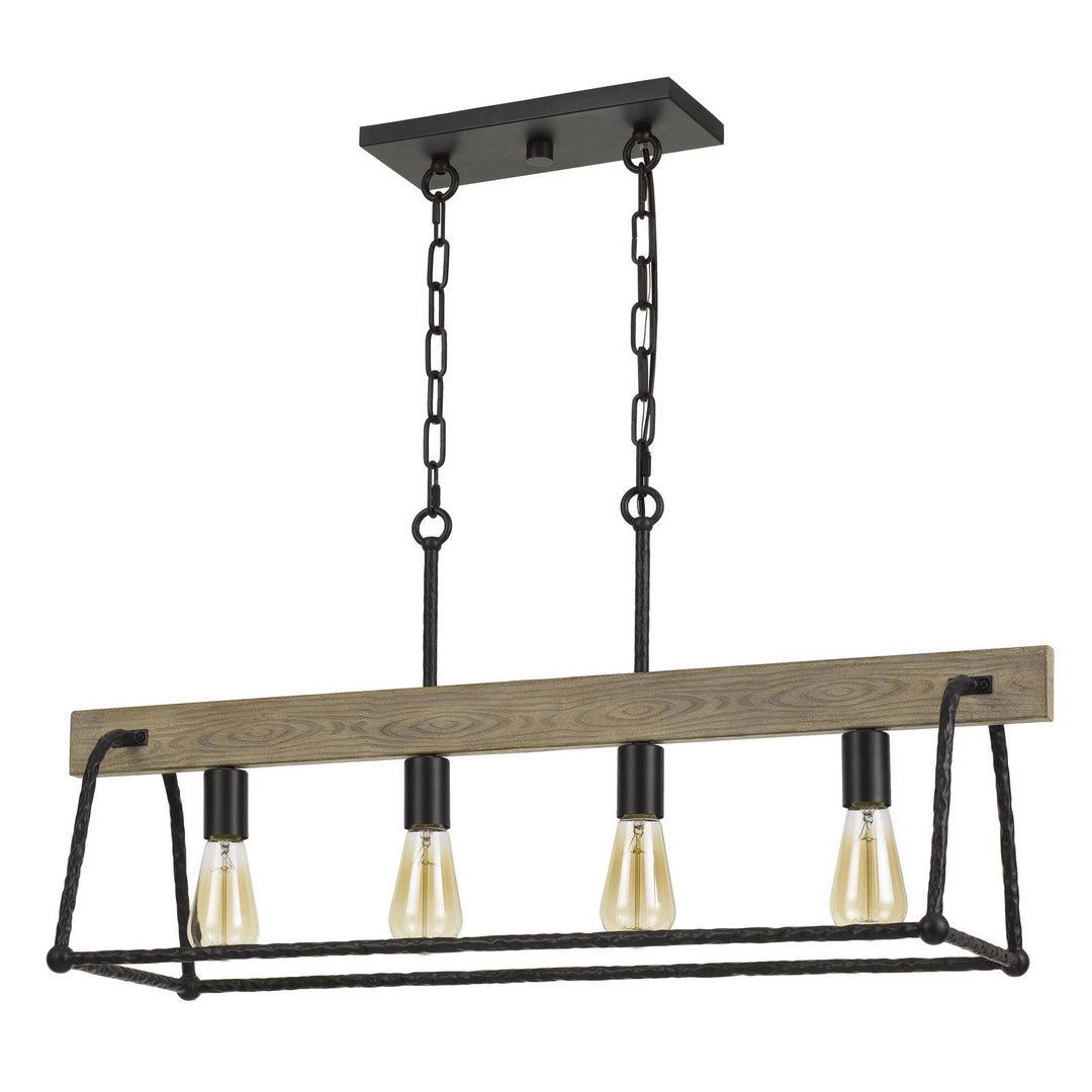 LOCKPORT HANG FORGED METAL/WOOD ISLAND CHANDELIER (EDISON BULBS NOT INCLUDED) Cal Lighting