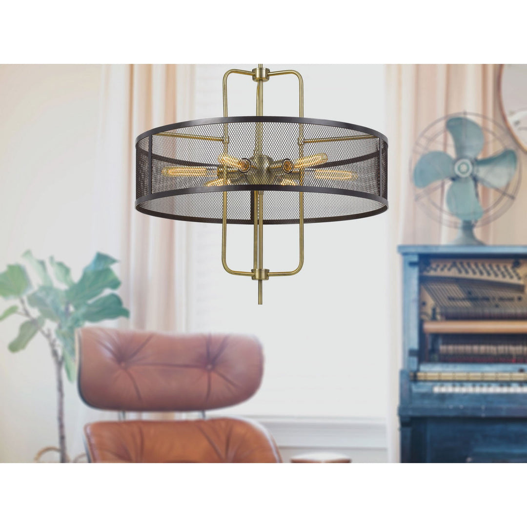 60W X 6 LEIDEN METAL CHANDELIER WITH MESH SHADE (EDISON BULBS ARE NOT INCLUDED) Cal Lighting