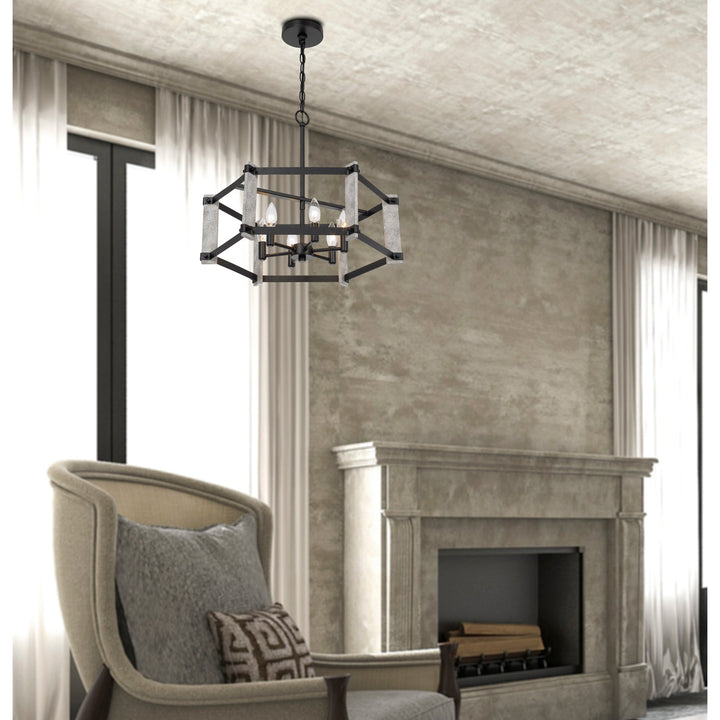 60W X 6 RUTLAND HAMMERED METAL CHANDELIER Cal Lighting