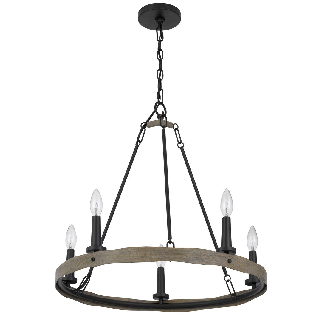 MAIDSTONE METAL CHANDELIER WITH WOOD FINISH Cal Lighting
