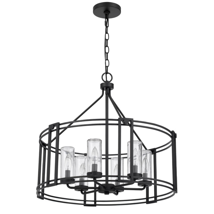 LUTON CAGE METAL CHANDELIER WITH GLASS SHADES Cal Lighting