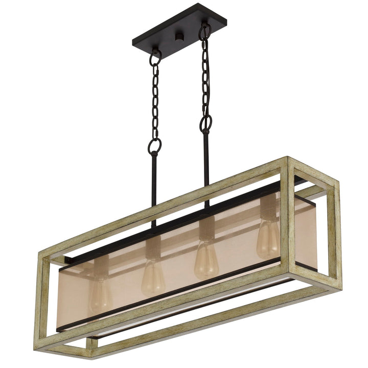PALENCIA RUBBER WOOD ISLAND CHANDELIER WITH ORGANZA SHADE Cal Lighting