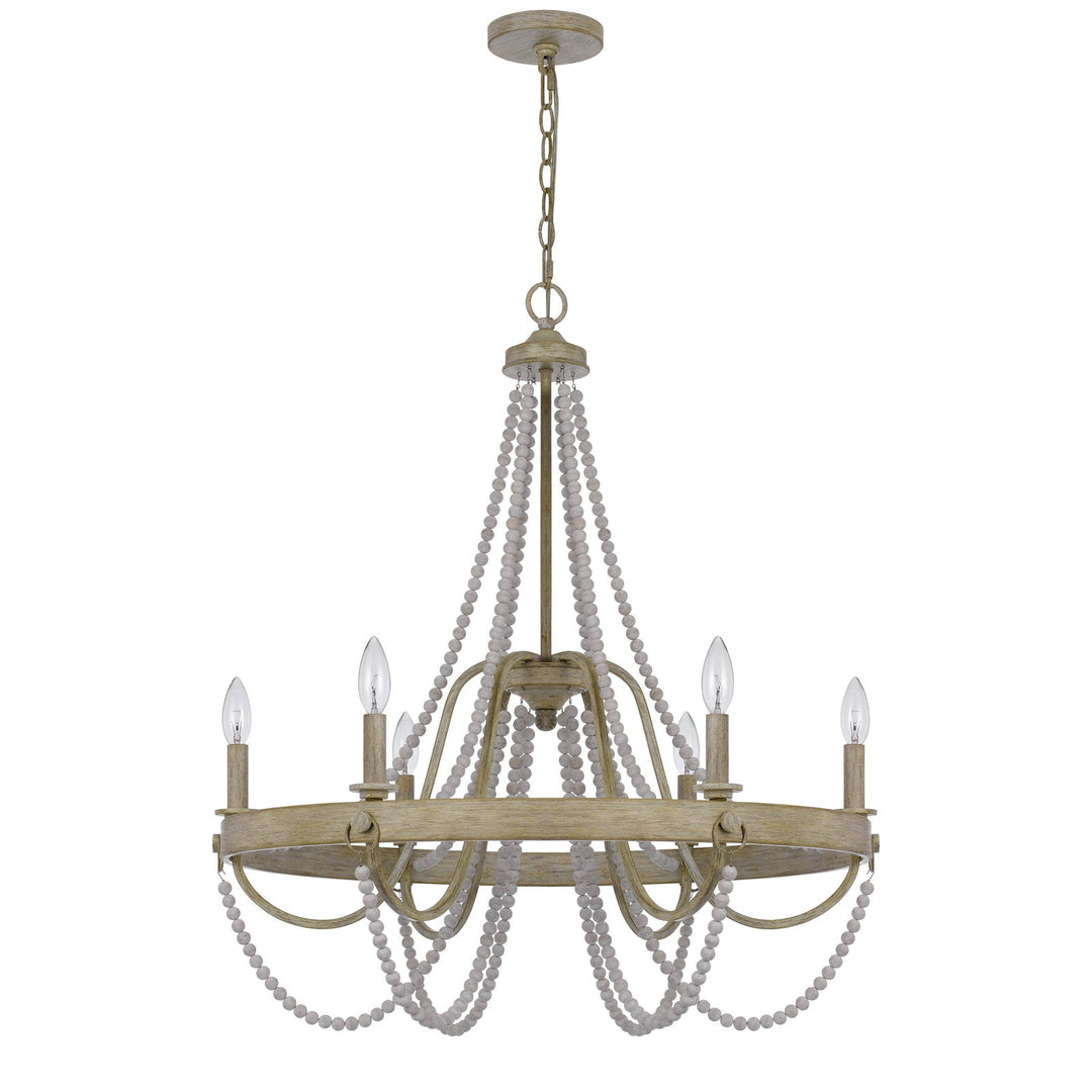 60W X 6 MACON BEADED METAL CHANDELIER Cal Lighting