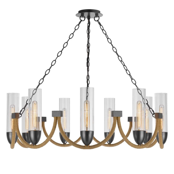 60W X 9 ARGYLE METAL CHANDELIER WITH MOSS RODS AND GLASS SHADES Cal Lighting