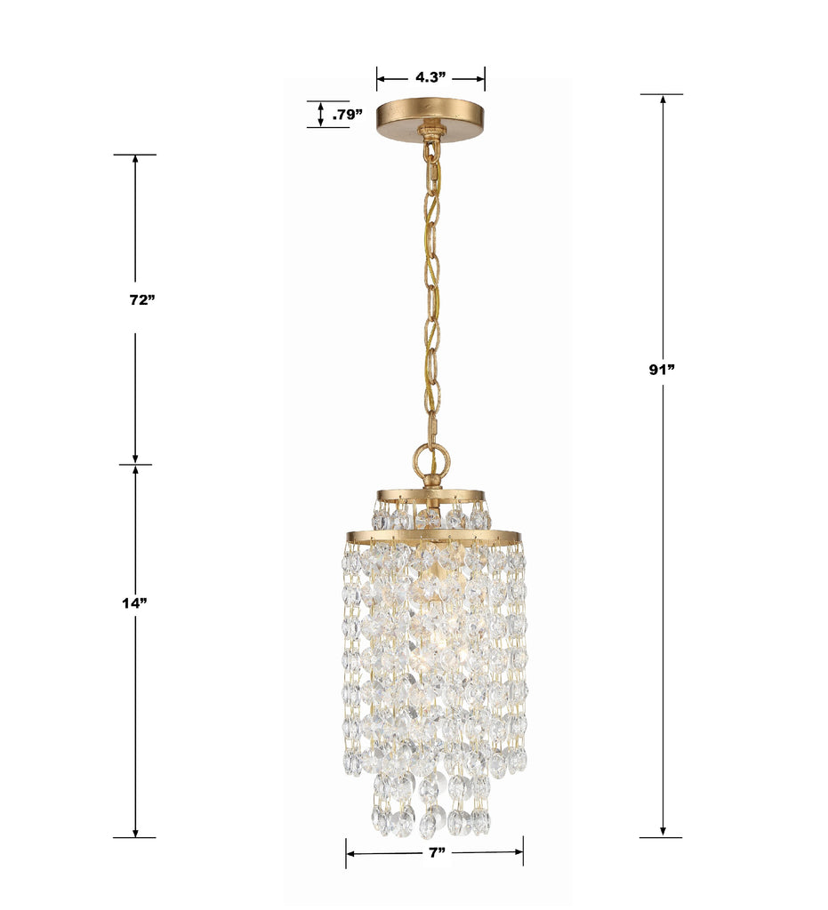 Crystorama Crystorama Gabrielle 1 Light Antique Gold Mini Pendant