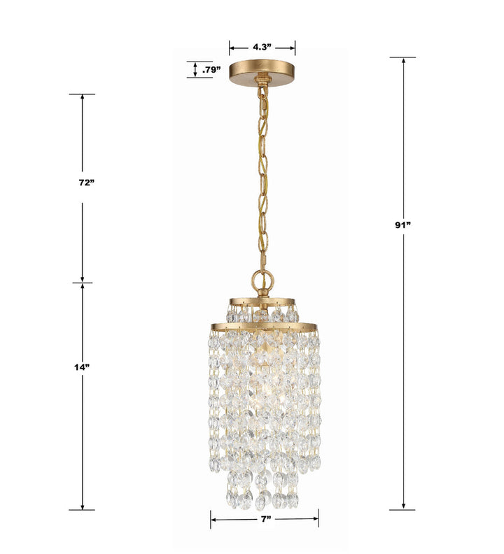 Crystorama Crystorama Gabrielle 1 Light Antique Gold Mini Pendant