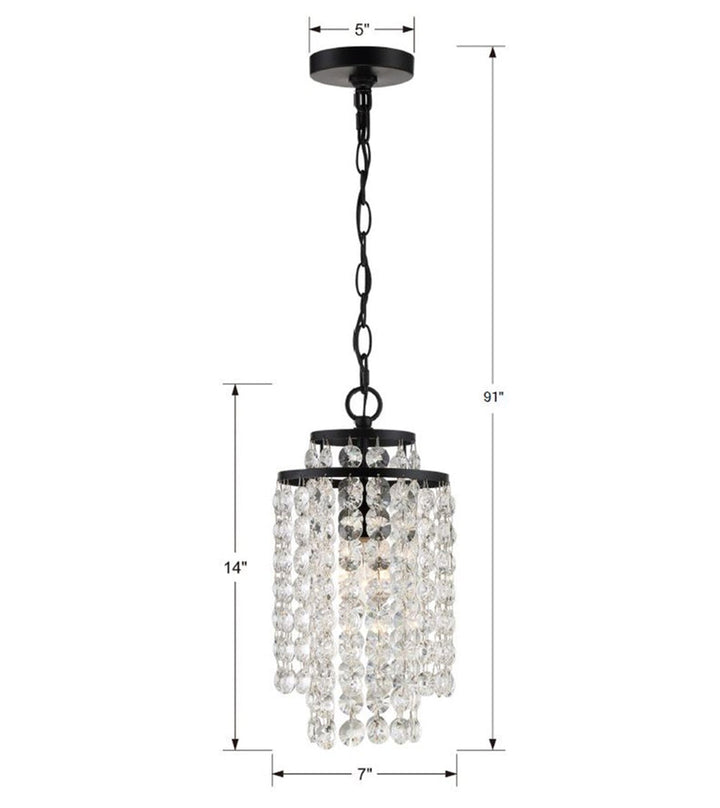 Crystorama Crystorama Gabrielle 1 Light Matte Black Mini Pendant