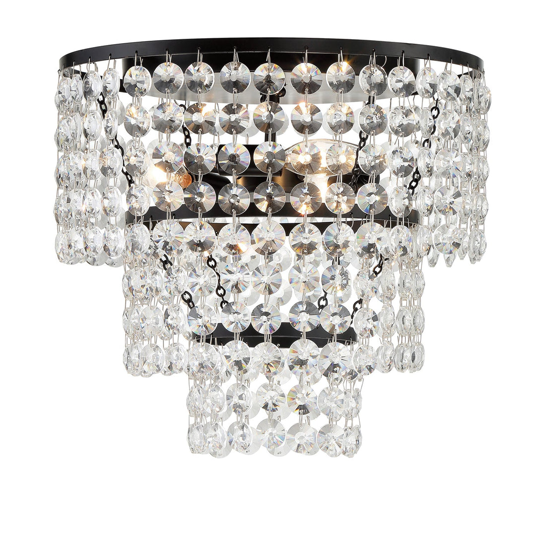 Gabrielle 3 Light Matte Black Flush Mount Crystorama