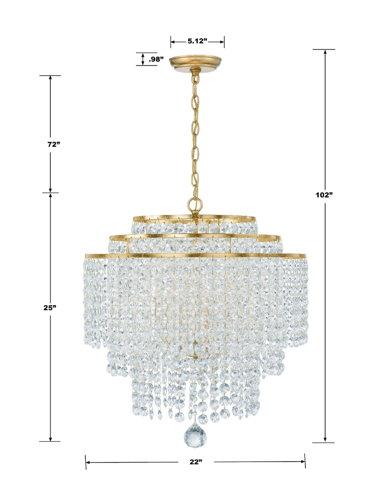 Crystorama Crystorama Gabrielle 6 Light Antique Gold Chandelier