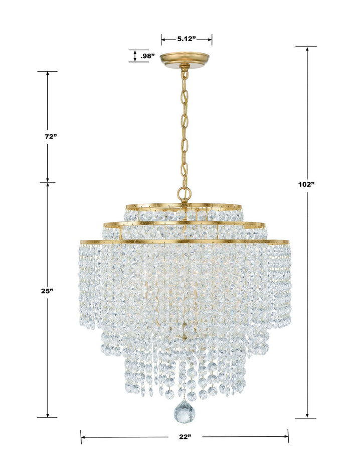 Crystorama Crystorama Gabrielle 6 Light Antique Gold Chandelier