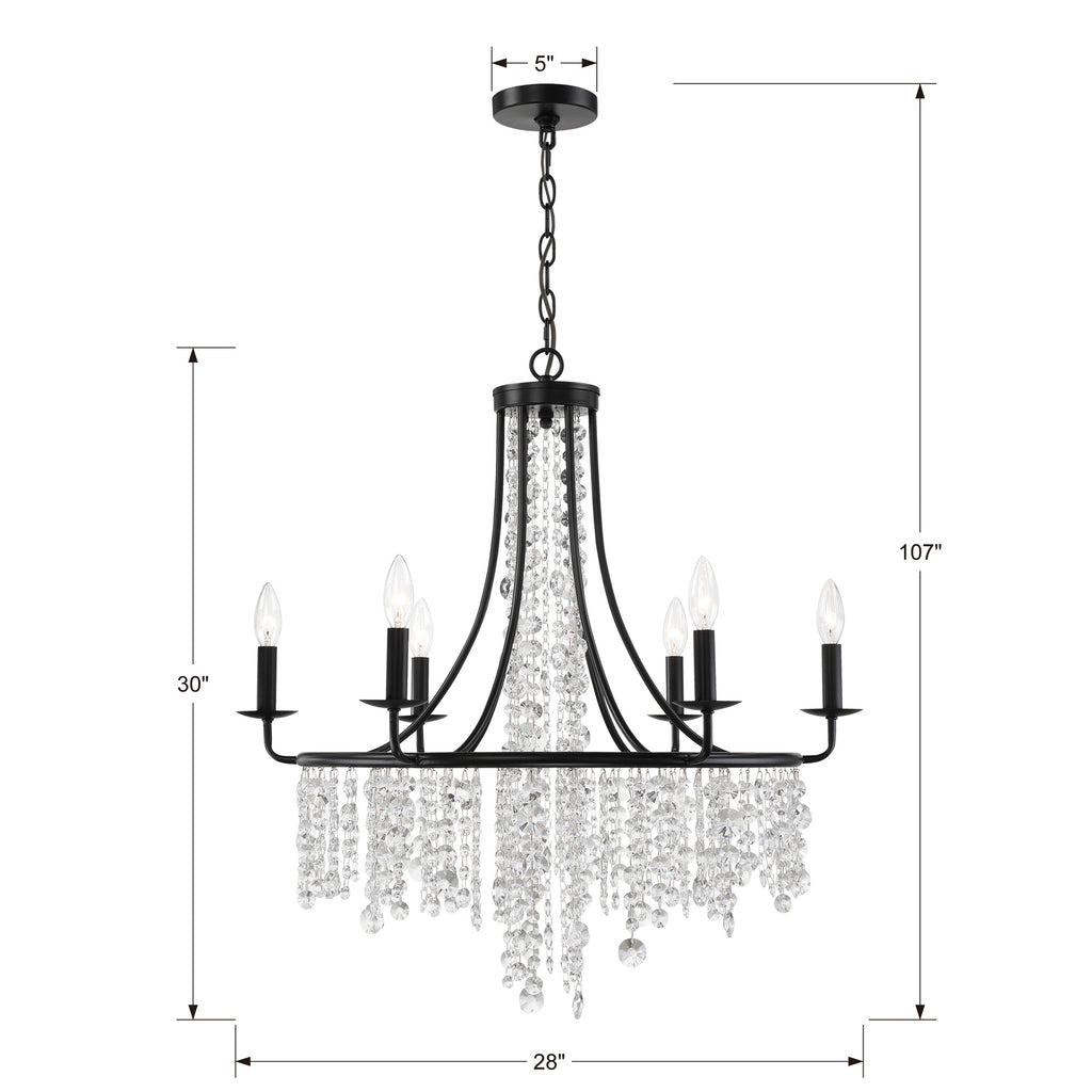 Crystorama Crystorama Gabrielle 6 Light Matte Black Chandelier