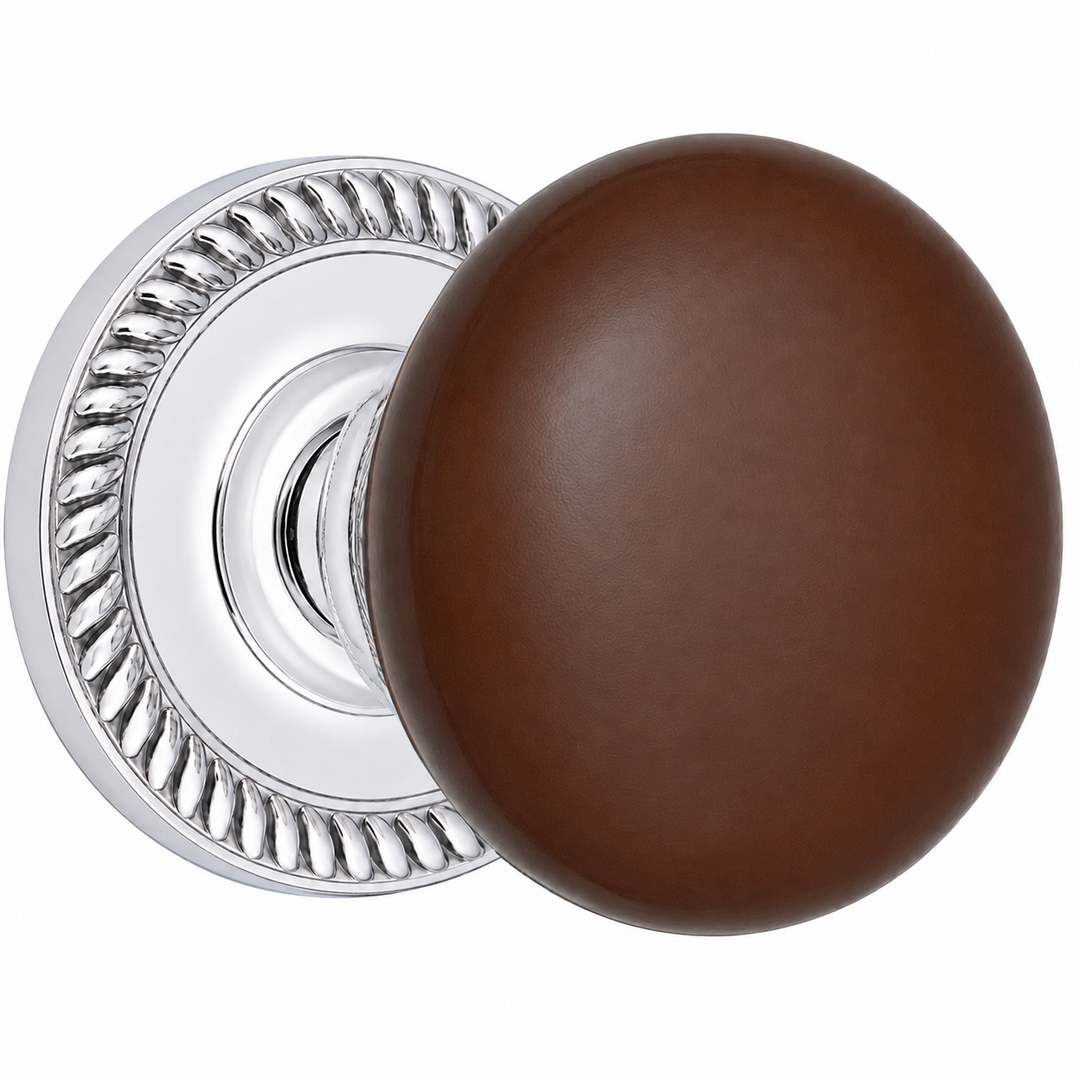 Brown Porcelain Door Knob with Georgian Roped Rosette (Several Finishes Available)
