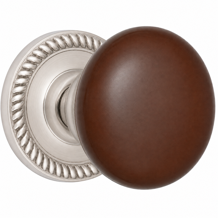Brown Porcelain Door Knob with Georgian Roped Rosette (Several Finishes Available)