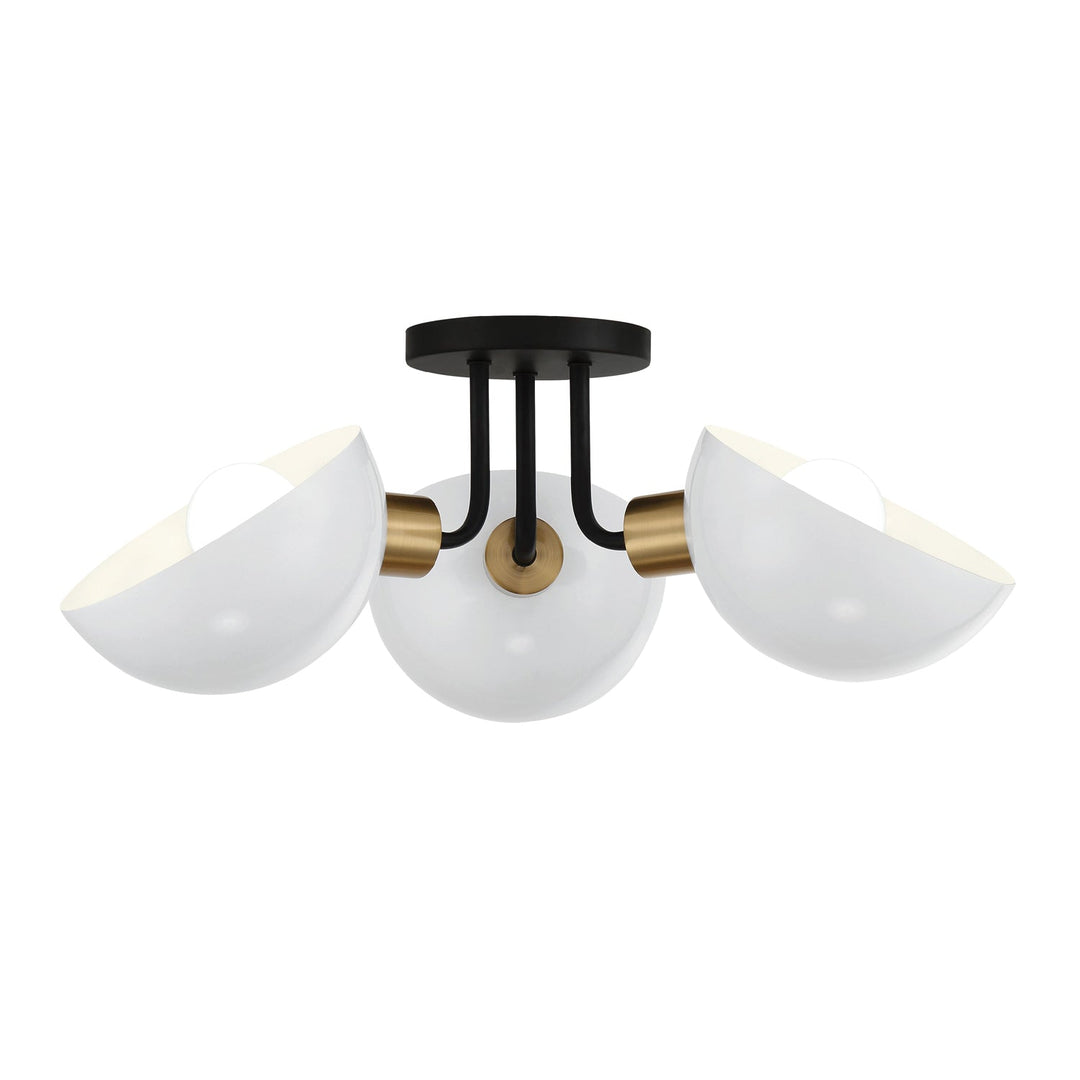 Gigi 3 Light Black + Aged Brass Semi Flush Mount Crystorama