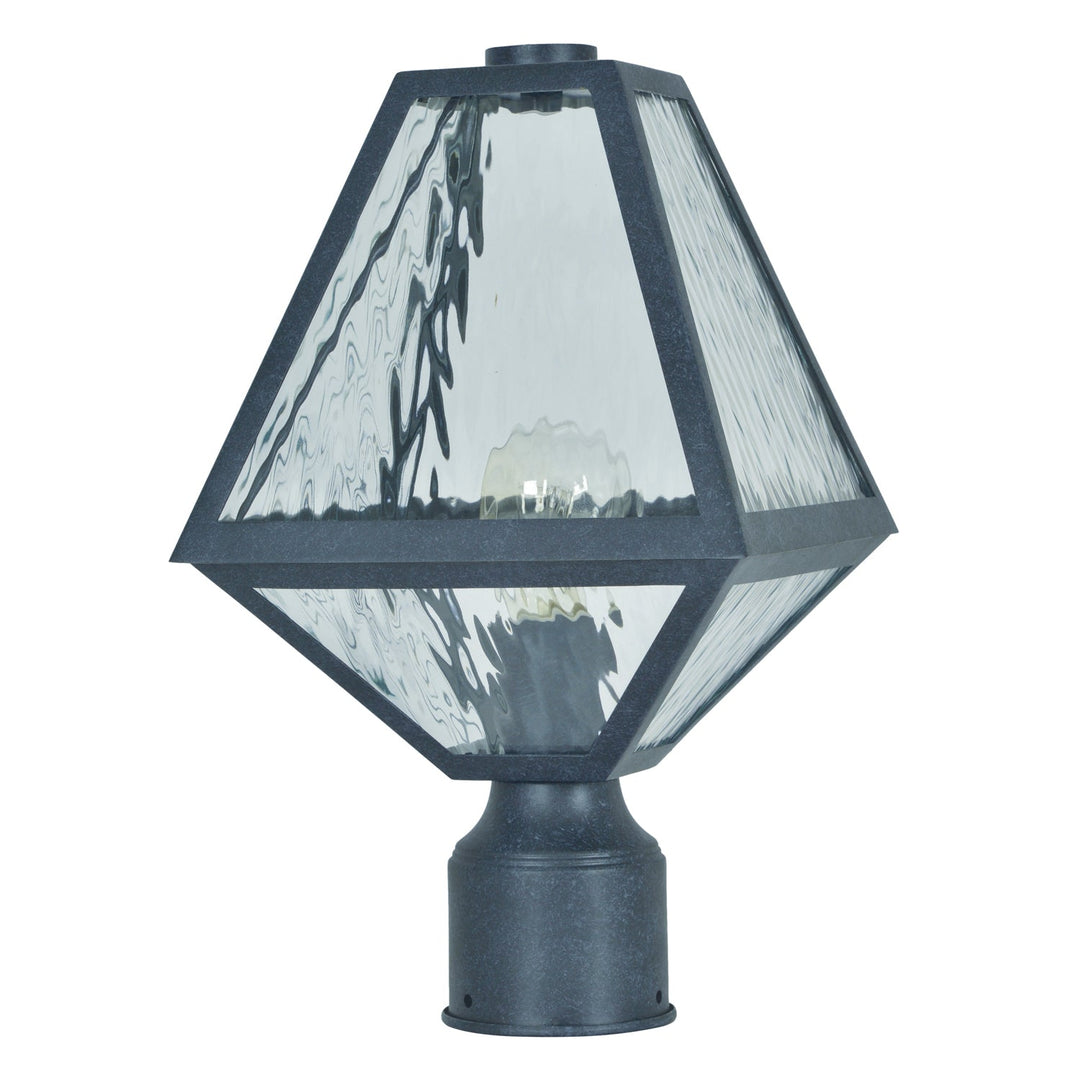 Brian Patrick Flynn Glacier 1 Light Black Charcoal Small Outdoor Post Crystorama