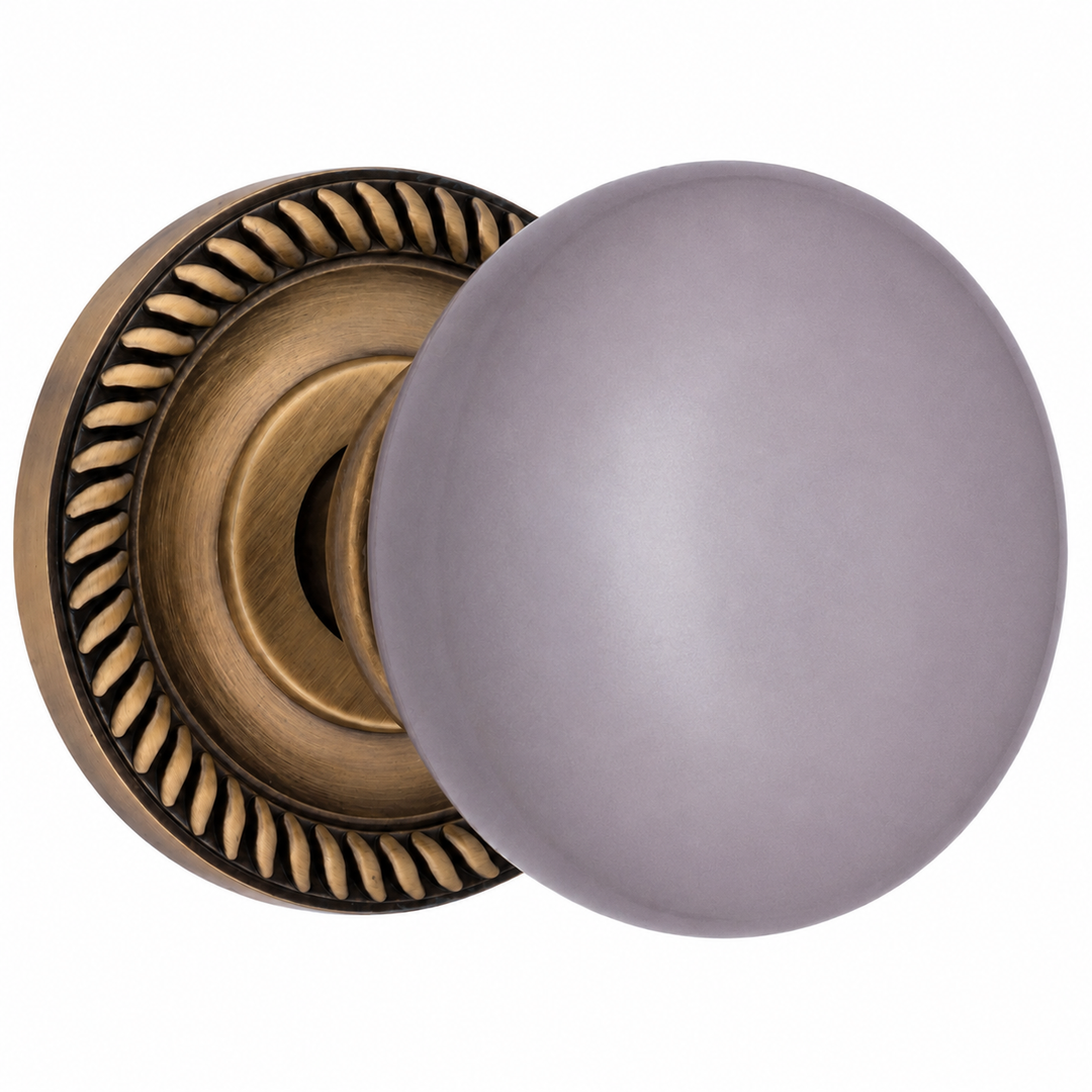 Grey Porcelain Door Knob with Georgian Roped Rosette (Several Finishes Available)