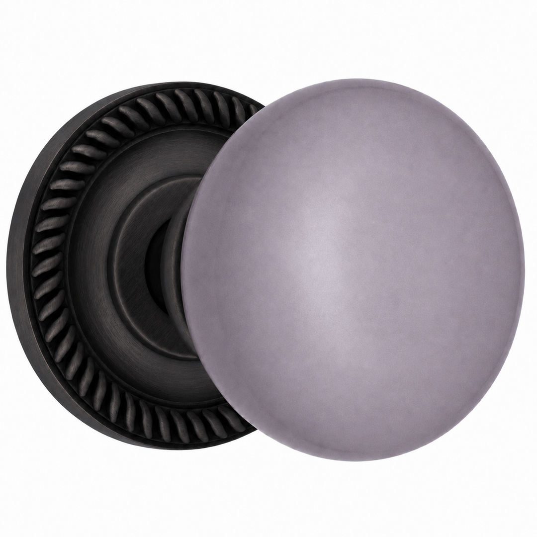 Grey Porcelain Door Knob with Georgian Roped Rosette (Several Finishes Available)