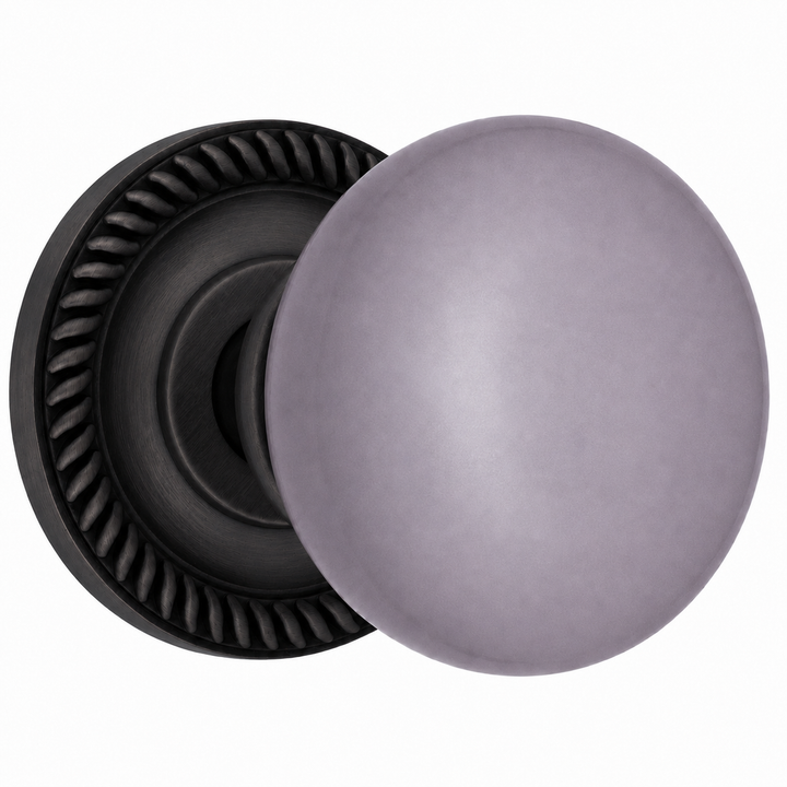 Grey Porcelain Door Knob with Georgian Roped Rosette (Several Finishes Available)