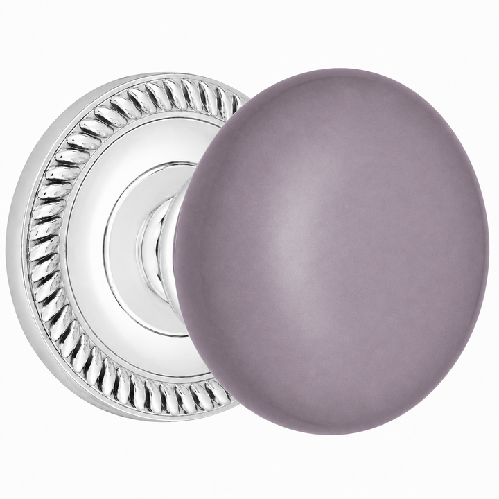 Grey Porcelain Door Knob with Georgian Roped Rosette (Several Finishes Available)