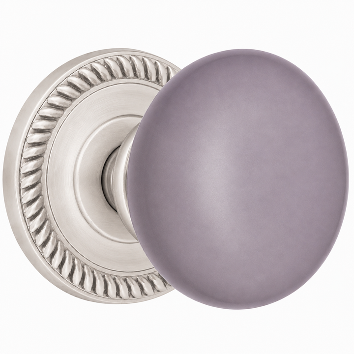 Grey Porcelain Door Knob with Georgian Roped Rosette (Several Finishes Available)
