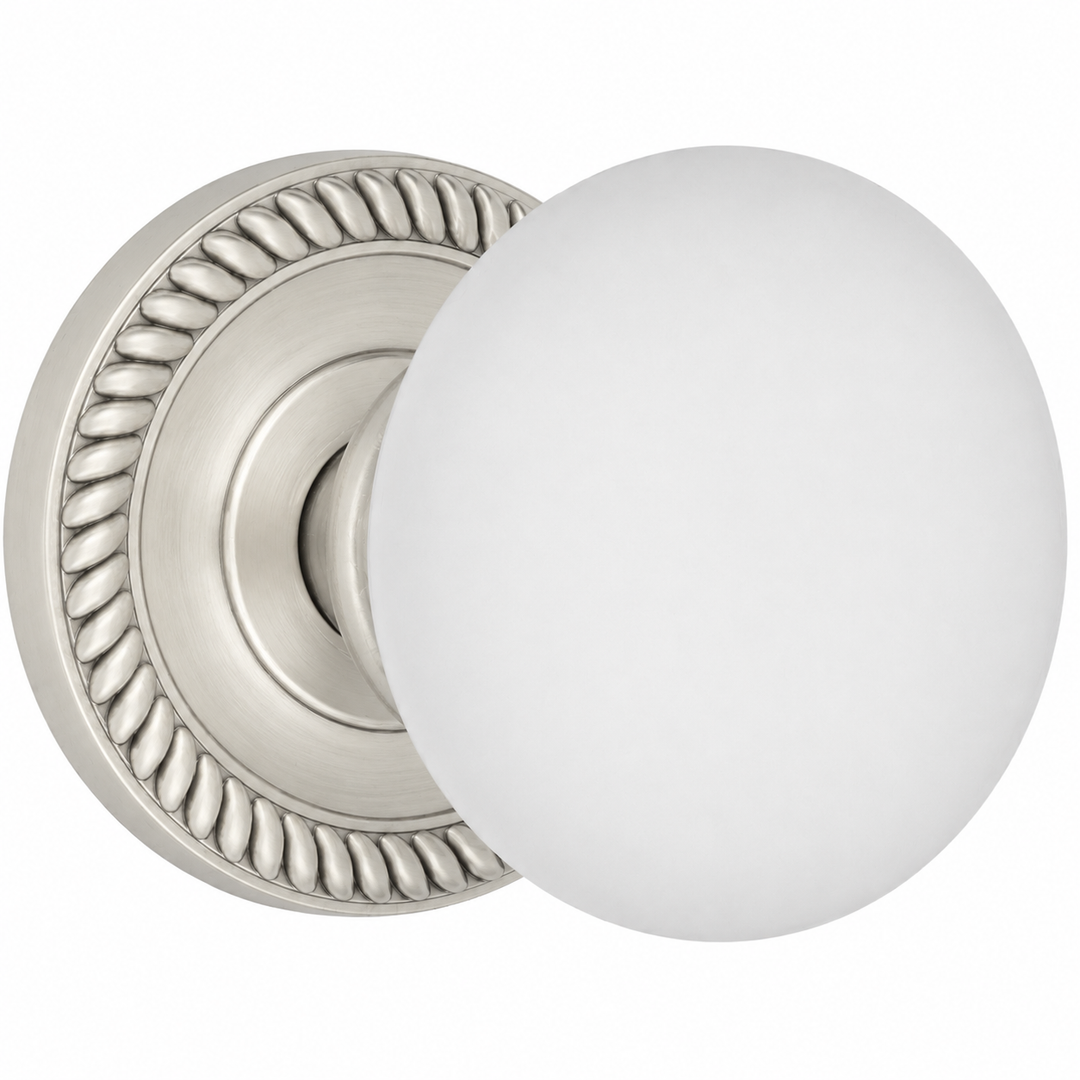 Georgian Roped Rosette Door Set with White Porcelain Door Knobs (Several Finishes Available)