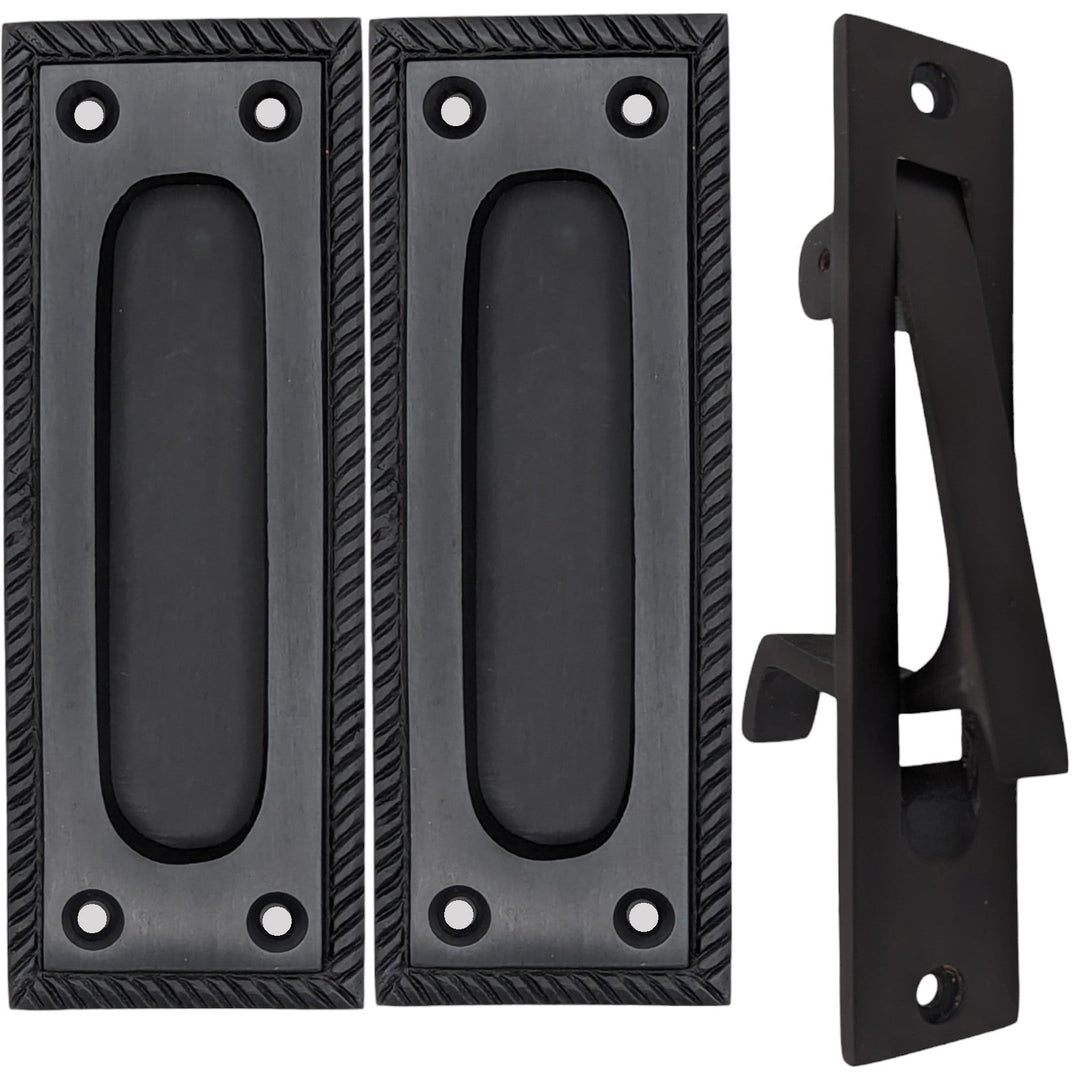 Georgian Rope Rectangular Pocket Door Set (Several Finishes Available) COPPER MOUNTAIN HARDWARE