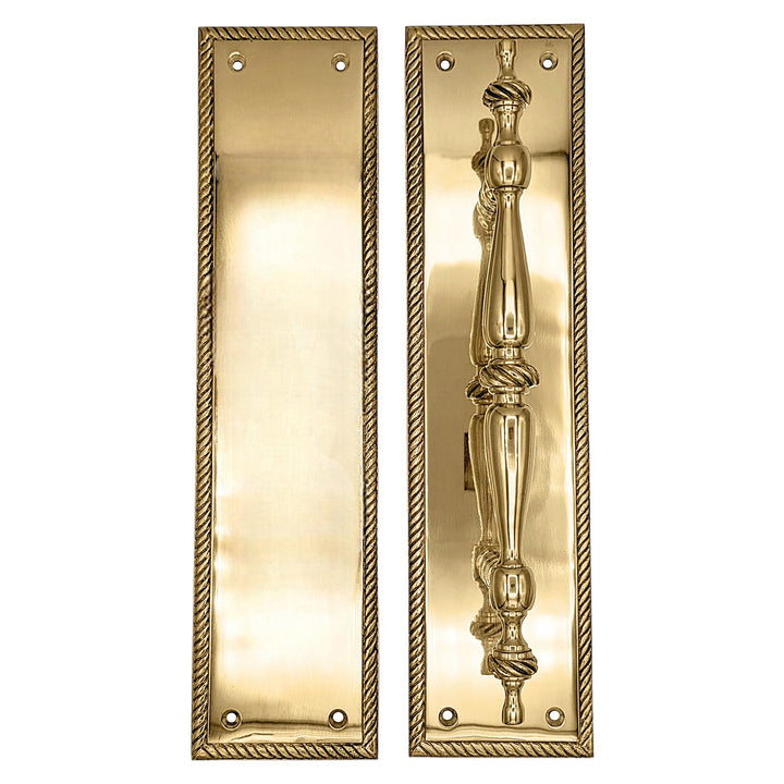 11 1/2 Inch Georgian Roped Style Door Pull and Push Plate (Several Finishes Available) COPPER MOUNTAIN HARDWARE