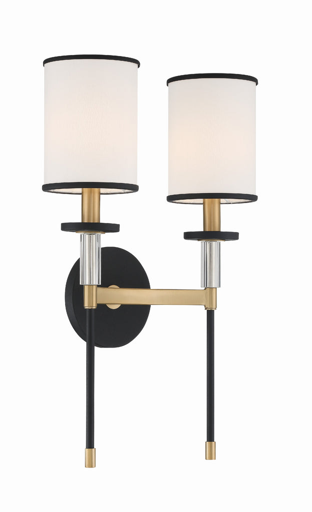 Crystorama Crystorama Hatfield 2 Light Black Forged + Vibrant Gold Sconce