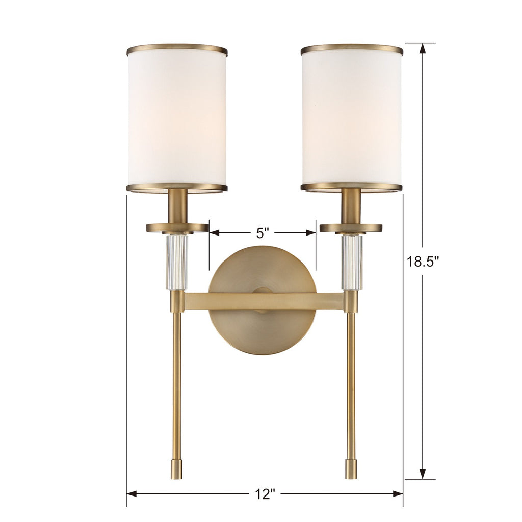 Crystorama Crystorama Hatfield 2 Light Polished Nickel Sconce