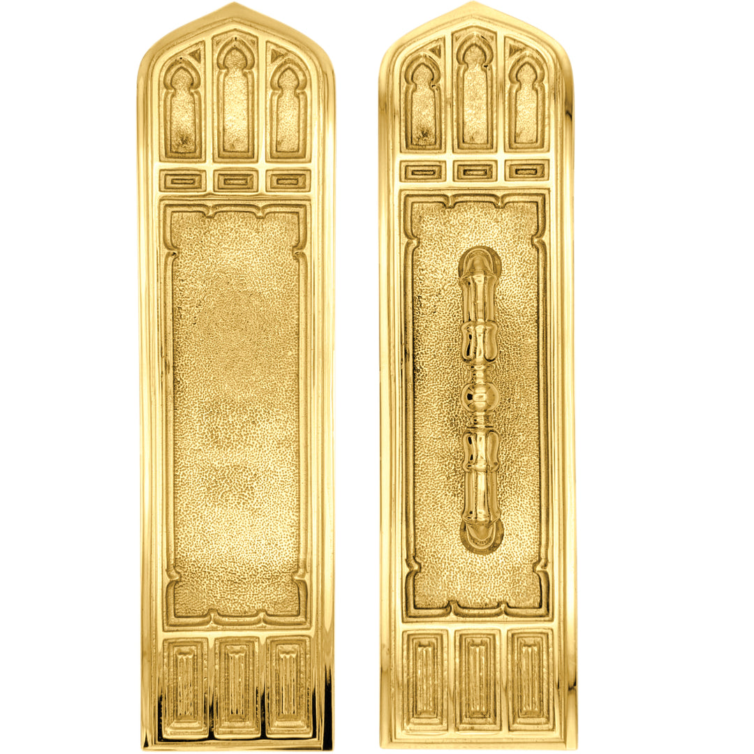 12 1/4 Inch Gothic Pull & Push Plate Set (Several Finishes Available)