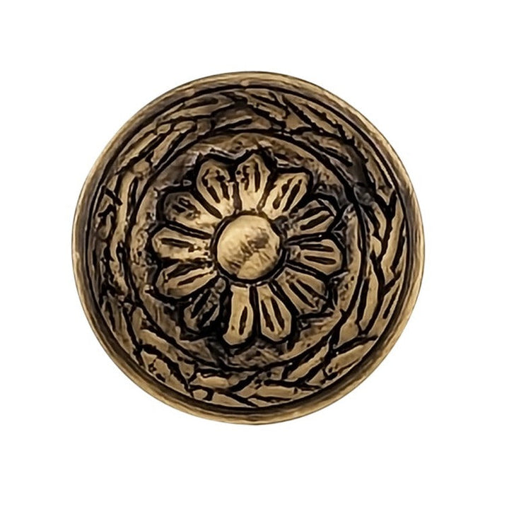 COPPER MOUNTAIN HARDWARE Ornate Floral Round Solid Brass Cabinet & Furniture Knob