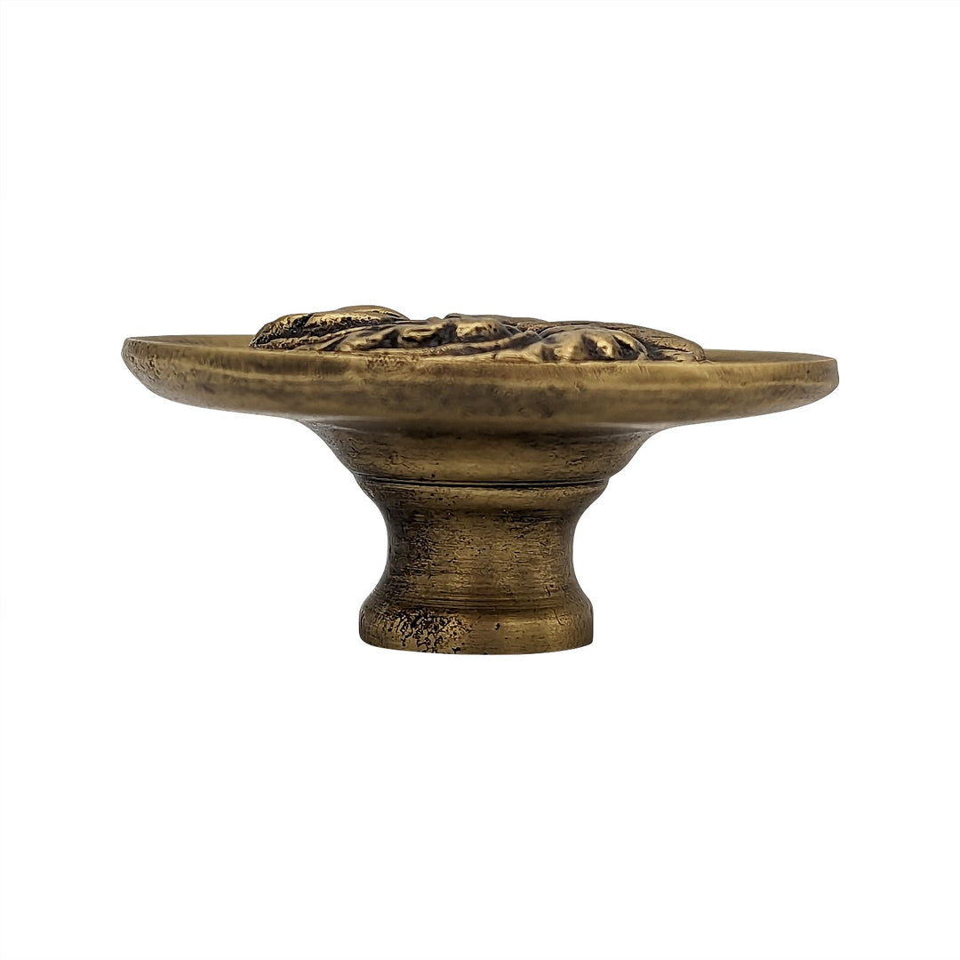 1 4/5 Inch Solid Brass Round Floral Print Leaf Cabinet & Furniture Knob COPPER MOUNTAIN HARDWARE