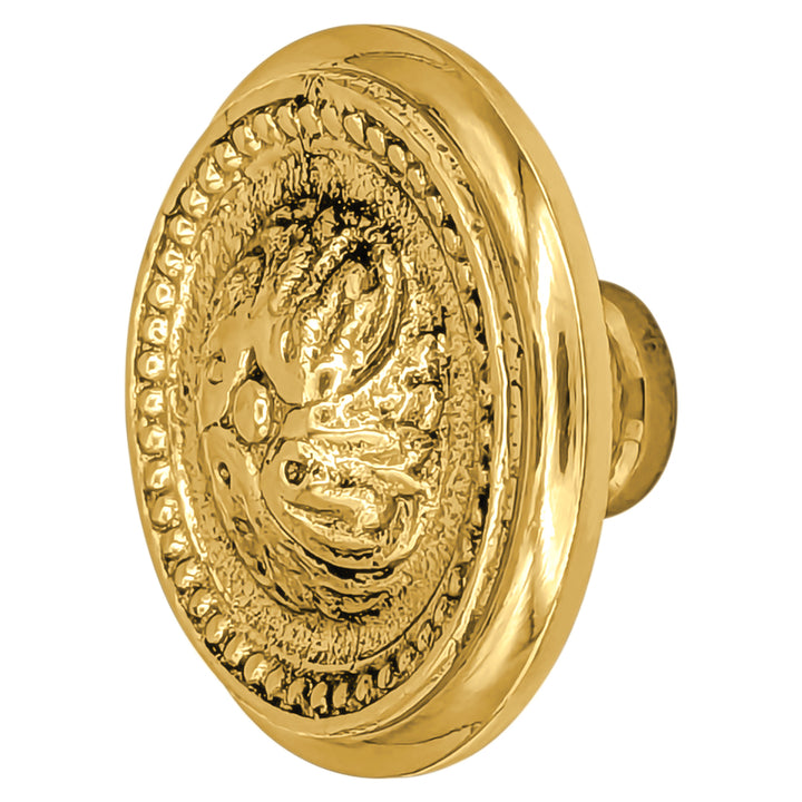 2 Inch Solid Brass Beaded Victorian Cabinet & Furniture Knob