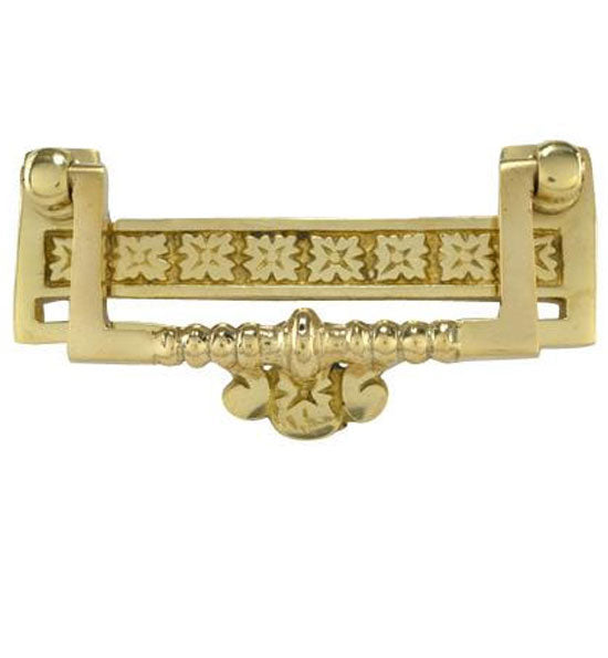 3 1/2 Inch (3 Inch c-c) Solid Brass Eastlake Flower Bail Pull COPPER MOUNTAIN HARDWARE