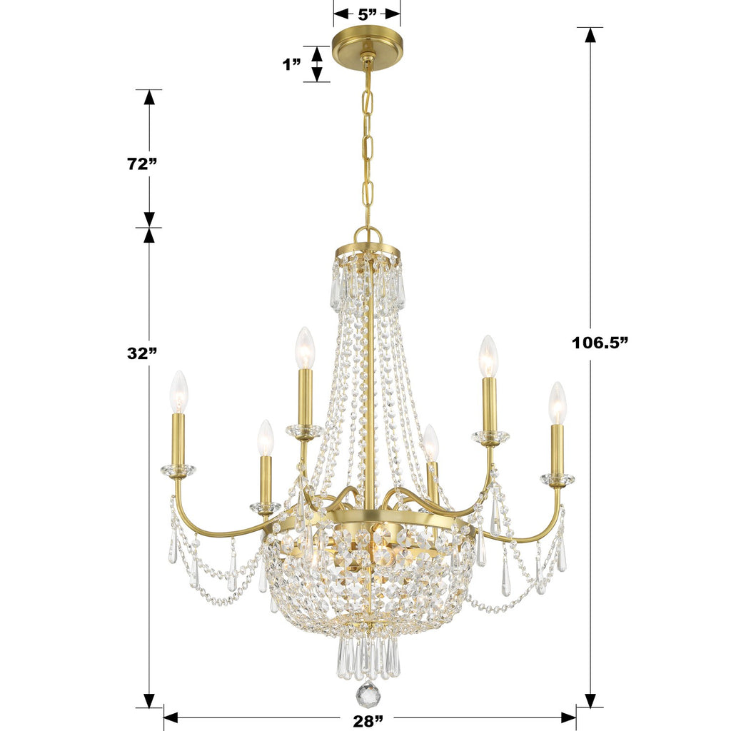 Crystorama Crystorama Haywood 9 Light Aged Brass Chandelier