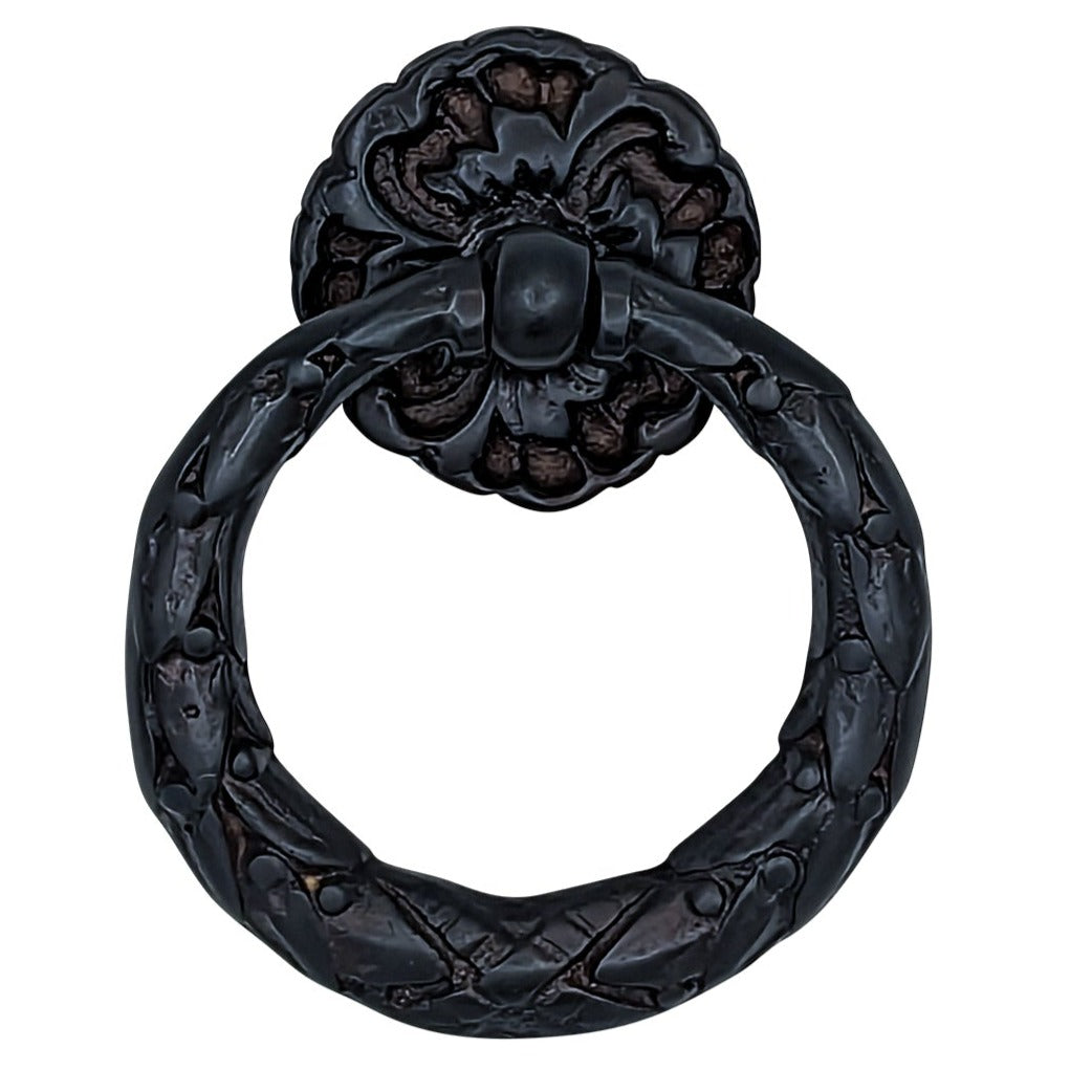 2 1/4 Inch Solid Brass French Floral Drawer Ring Pull COPPER MOUNTAIN HARDWARE