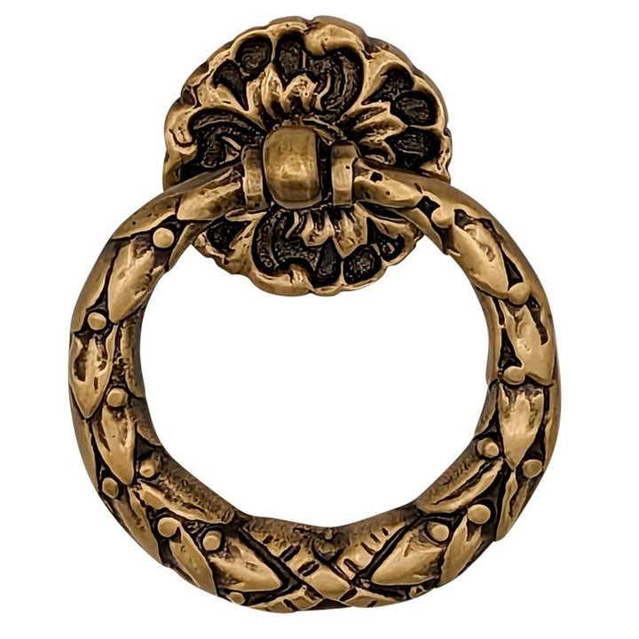 2 1/4 Inch Solid Brass French Floral Drawer Ring Pull COPPER MOUNTAIN HARDWARE