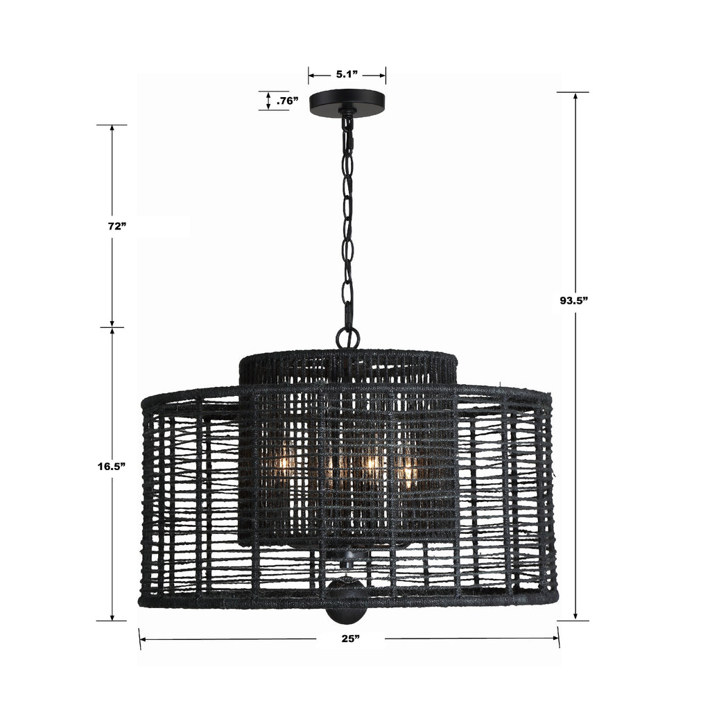 Crystorama Crystorama Jayna 4 Light Matte Black Chandelier