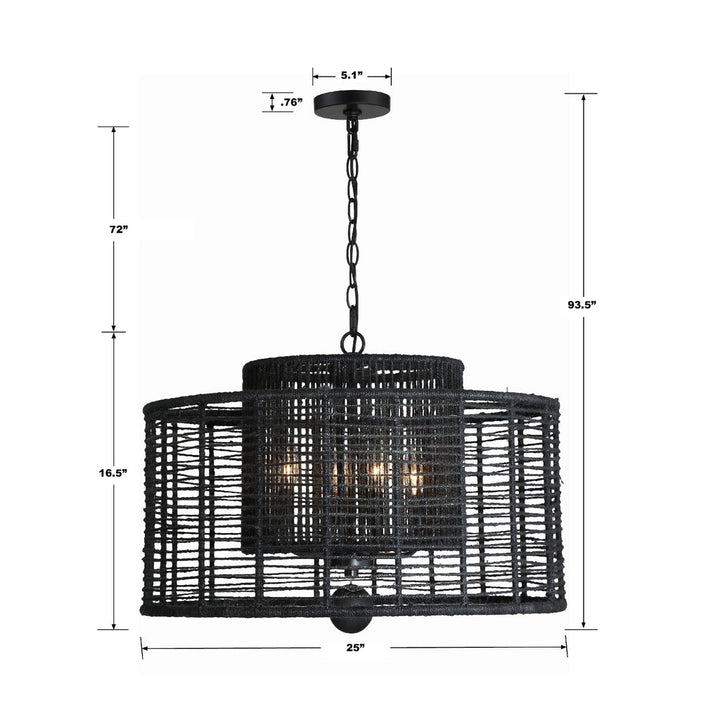 Crystorama Crystorama Jayna 4 Light Matte Black Chandelier